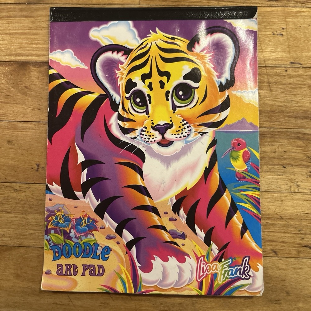 VINTAGE Lisa Frank Tiger Cub Hunter Cat Super Sketch Book Artist 1990's Y2K D4